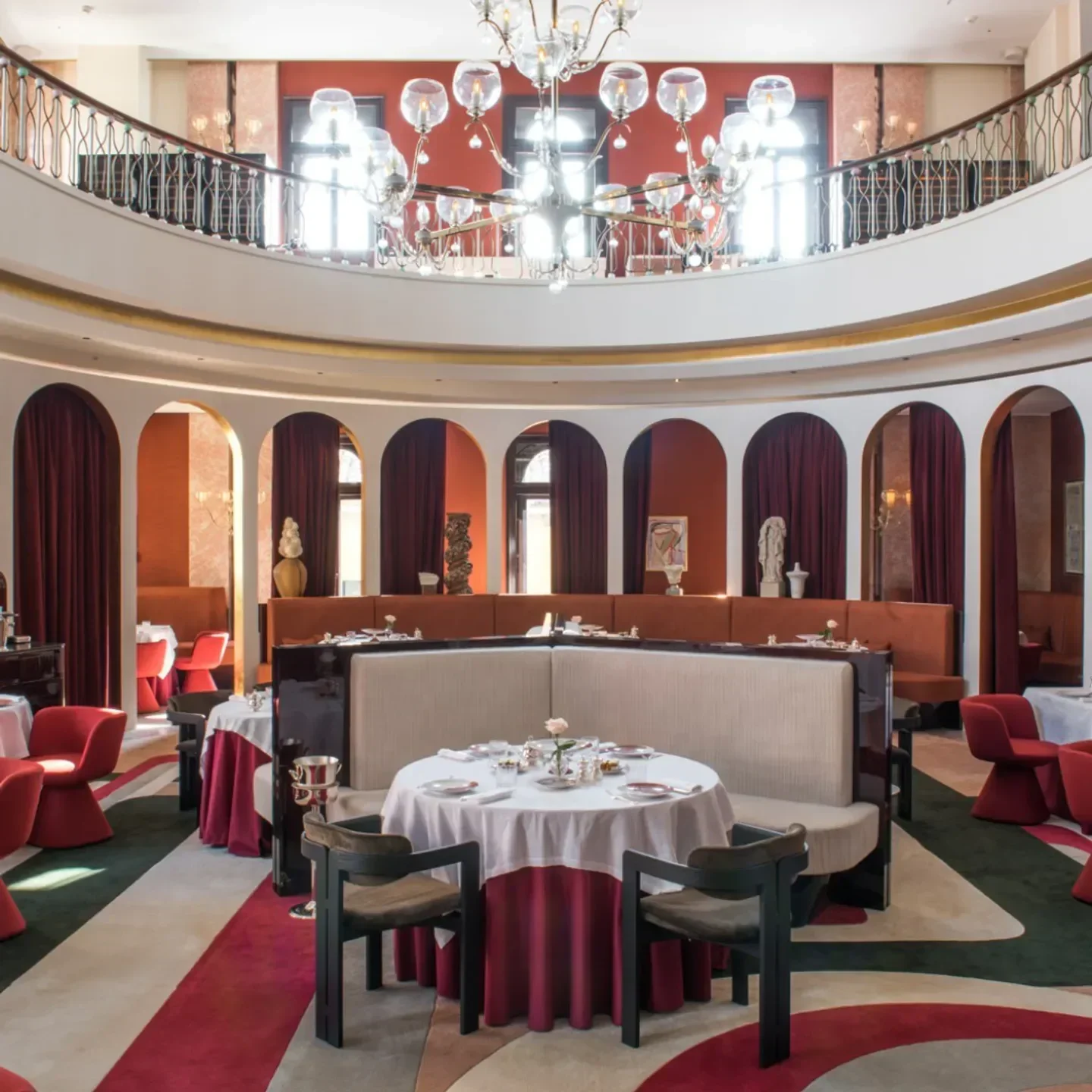 Elegant interior of Restaurant du Palais Royal in Paris with stylish decor and dining tables